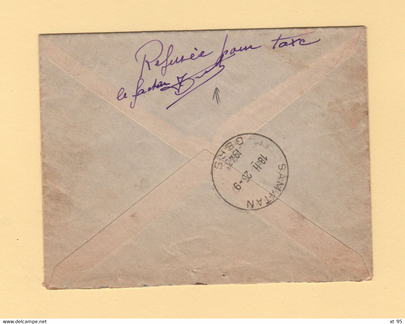 Samathan Gers - Lettre Taxee - 24-9-1943 - Retour A L Envoyeur - 1859-1959 Covers & Documents