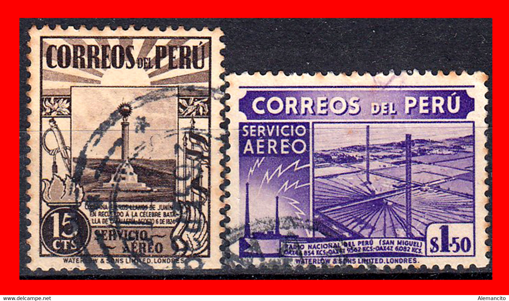 PERÚ SELLOS AÑO 1945-46 CORREO AÉREO “DENTADO” -USADO - Peru