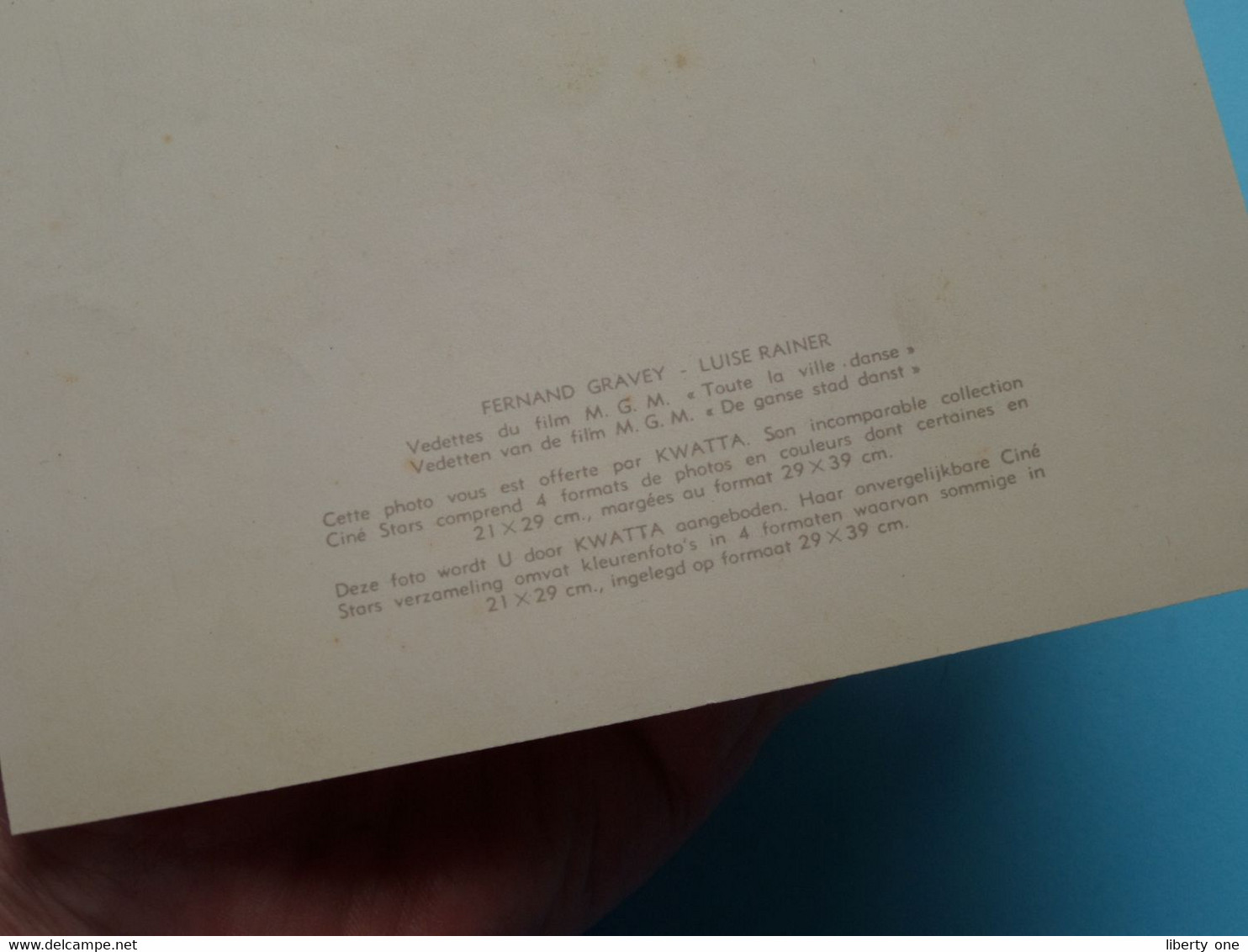 FERNAND GRAVEY - LUISE RAINER ( Toute La Ville Danse - Technicolor M.G.M. ) > Edit. KWATTA ( See / Voir Photo Svp ) ! - Autres & Non Classés