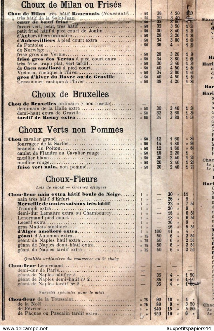 Catalogue Général De Graines De Semences Pour Cultivateurs & Maraichers Par FONTAINE FRERE Bourg-Achard 27310 En1918 - Material Und Zubehör