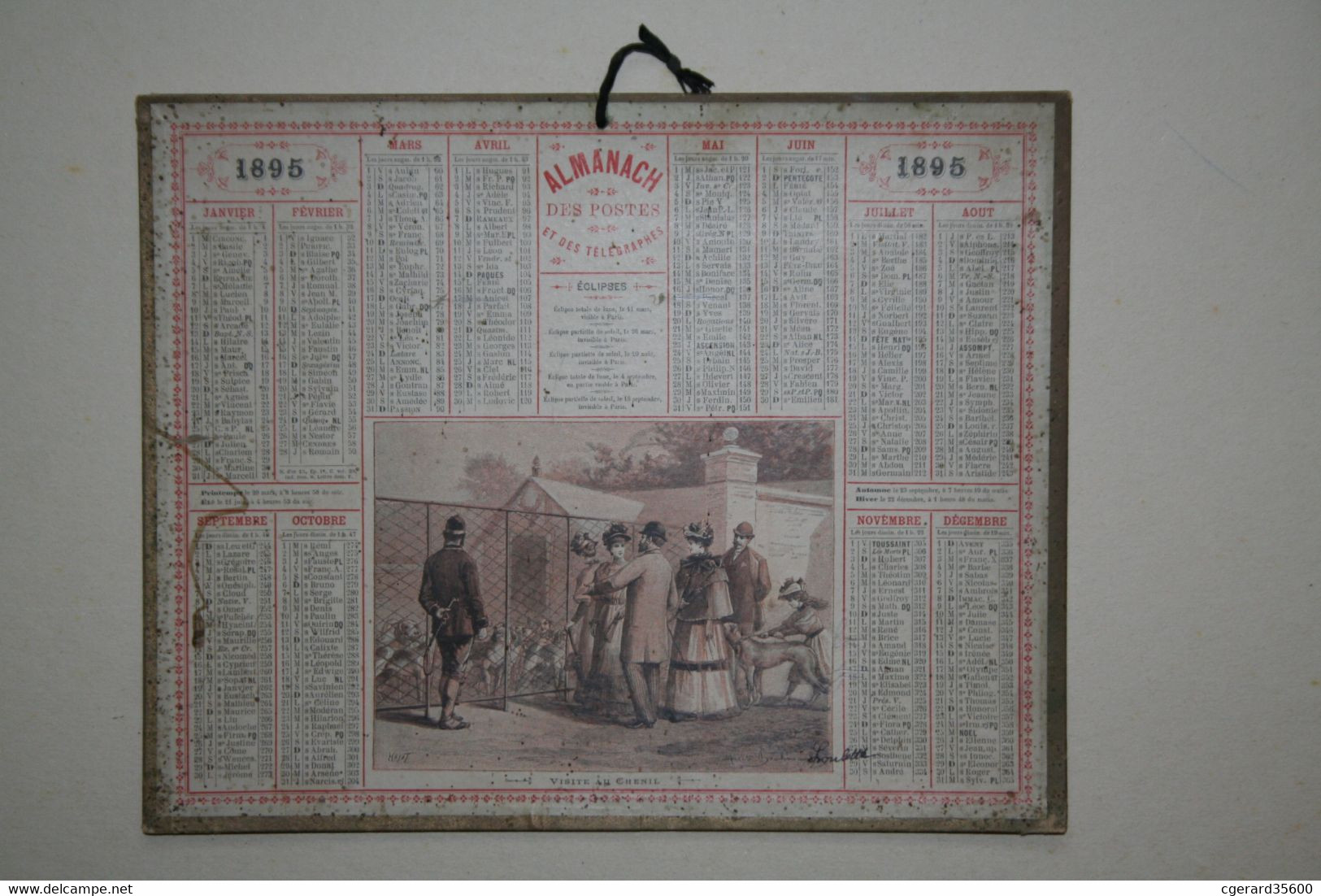 Almanach Des Postes Et Télégraphes   - 1895 - Visite Au Chenil  ( Illustration Aristide Boulineau ) - Groot Formaat: ...-1900