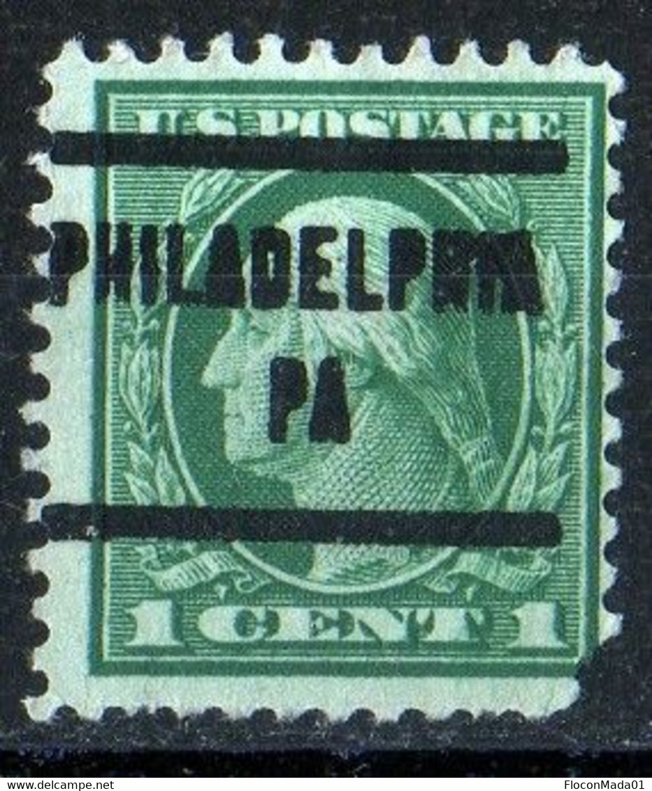 USA 1916 Precancel G.Washington 1 Ct Green Préo /  Philadelphia PA ( - Used Stamps