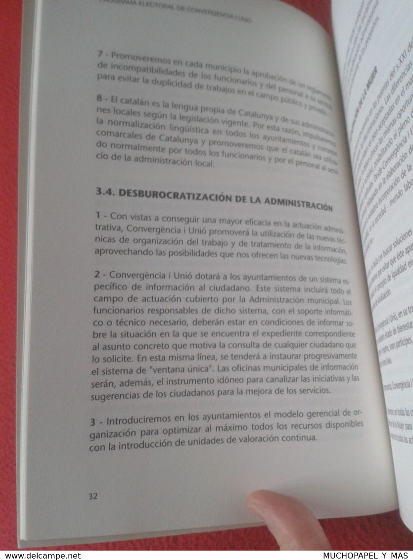 PROGRAMA A CASA CONVÈRGENCIA I UNIÓ ELECCIONES MUNICIPALES 1995 CATALUÑA JORDI PUJOL AYUNTAMIENTOS..KATALONIEN CATALUNYA