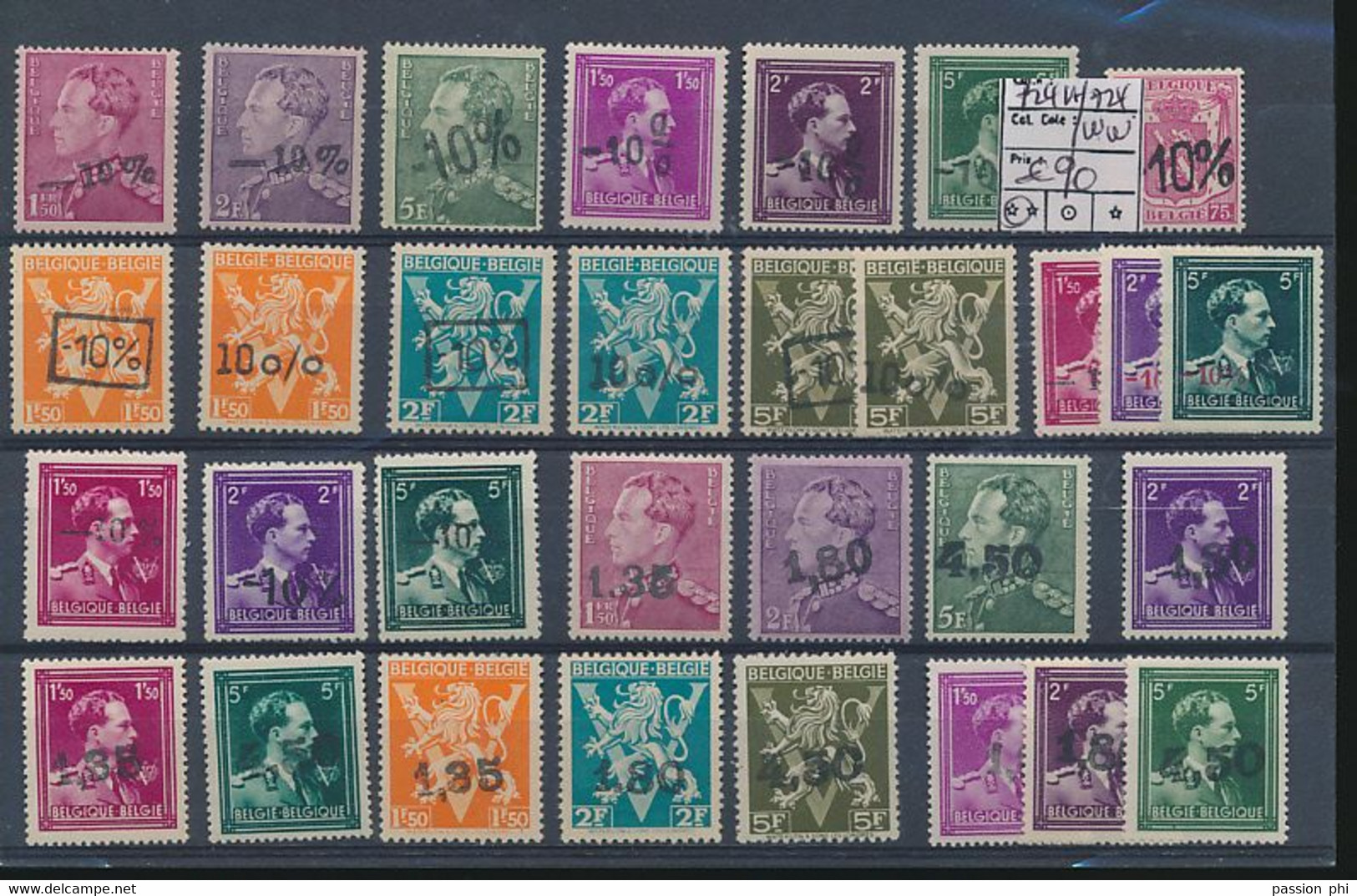 BELGIUM COB 724A/724WW MNH POSTFRIS SANS CHARNIERE - 1946 -10%