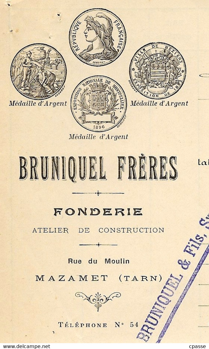 1910 Devis Pour Presse à Emballer La Laine BRUNIQUEL FRERES (& Fils) Fonderie 81 MAZAMET Tarn - 1900 – 1949