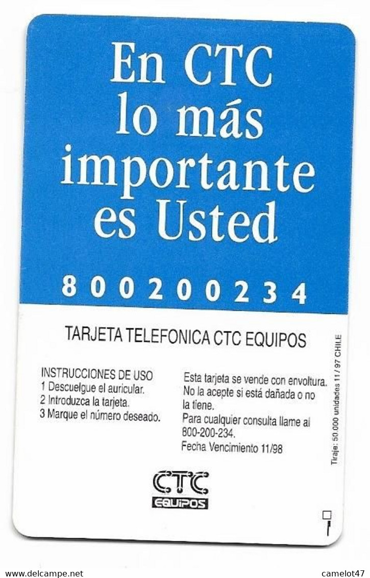 Chile CTC $5.000 Used Chip Phone Card, No Value # Chilectc-6 - Chili