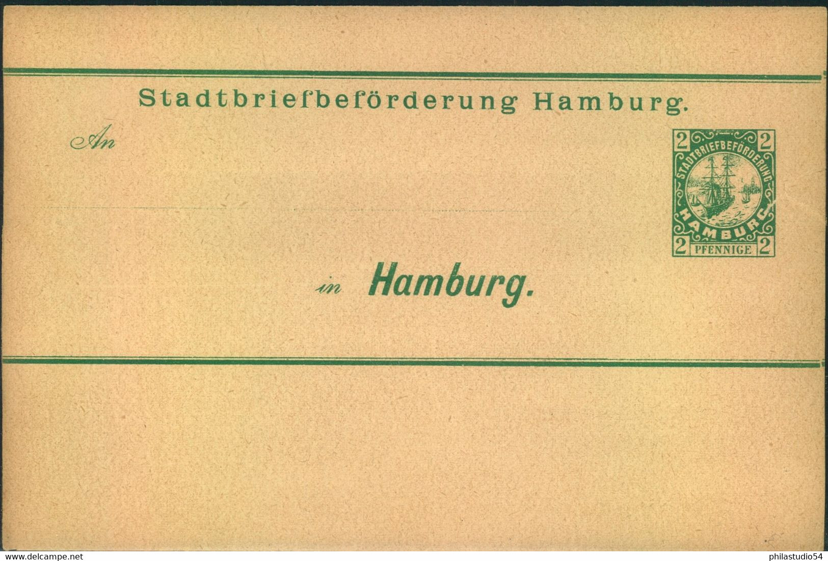 2 Pfennig Streifband "Stadtbriefbeförderung Hamburg" Ungebraucht - Private & Lokale Post