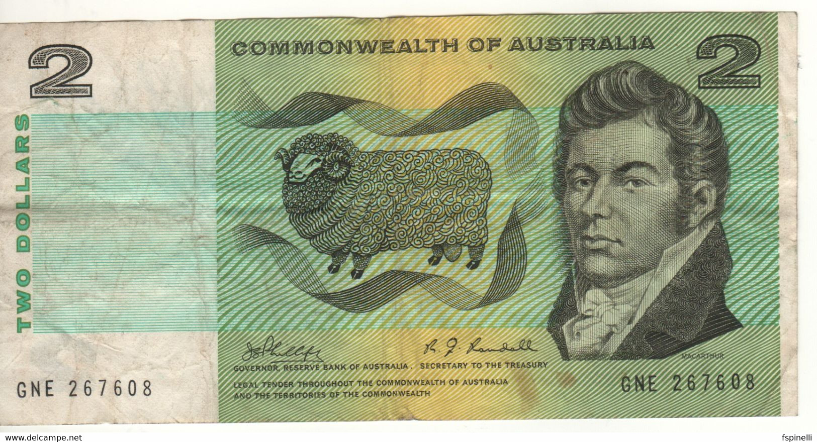 AUSTRALIA  $ 2  P38c   Commonwealth Of Australia  ( John McArthur, Sheep - William Farrer, Wheat ) - 1966-72 Reserve Bank Of Australia