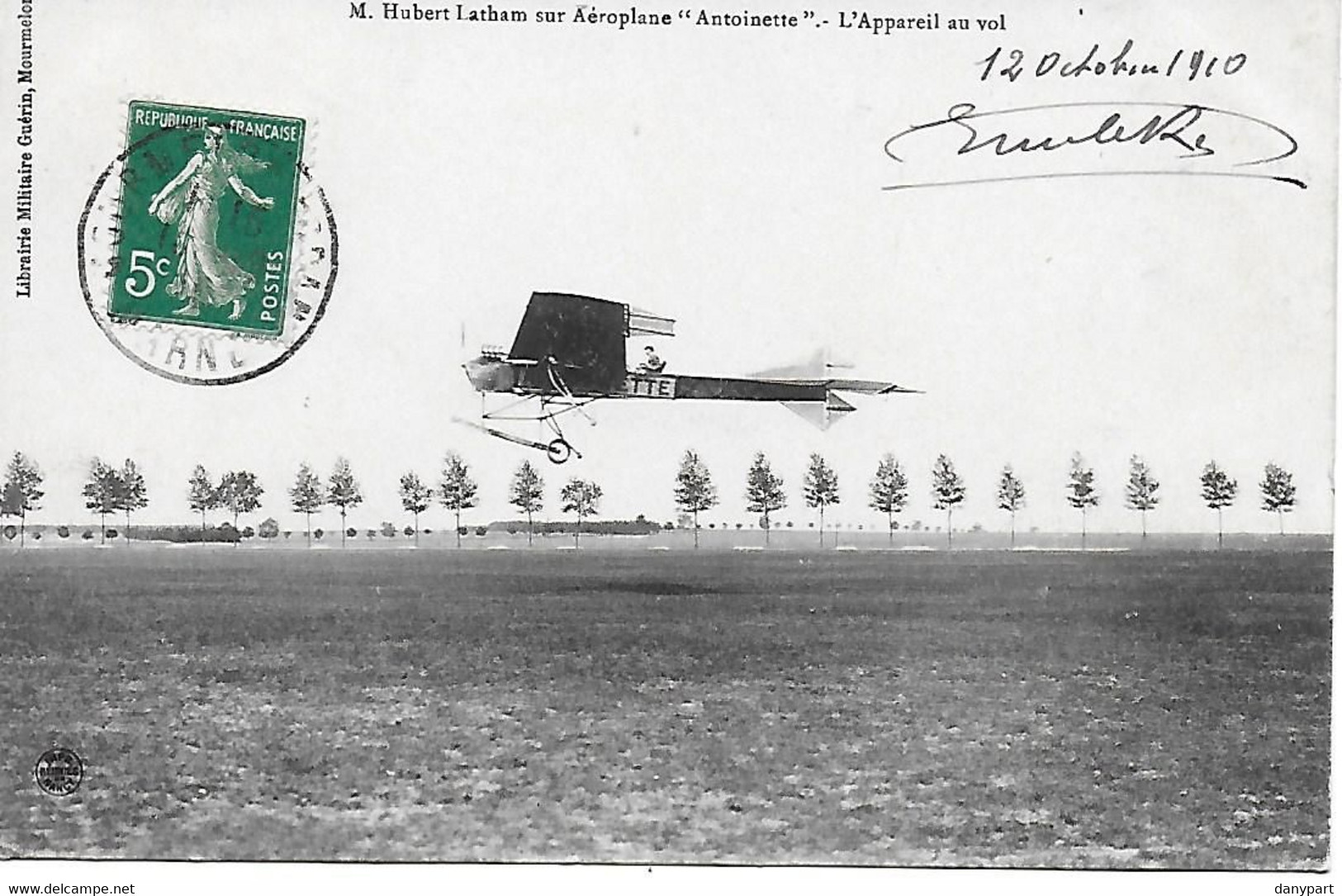 M. Hubert Latham Sur Aéroplane " Antoinette ". - L'Appareil Au Vol.. - Correspondance Amusante  - 2 Scans  Très Bon état - ....-1914: Precursori