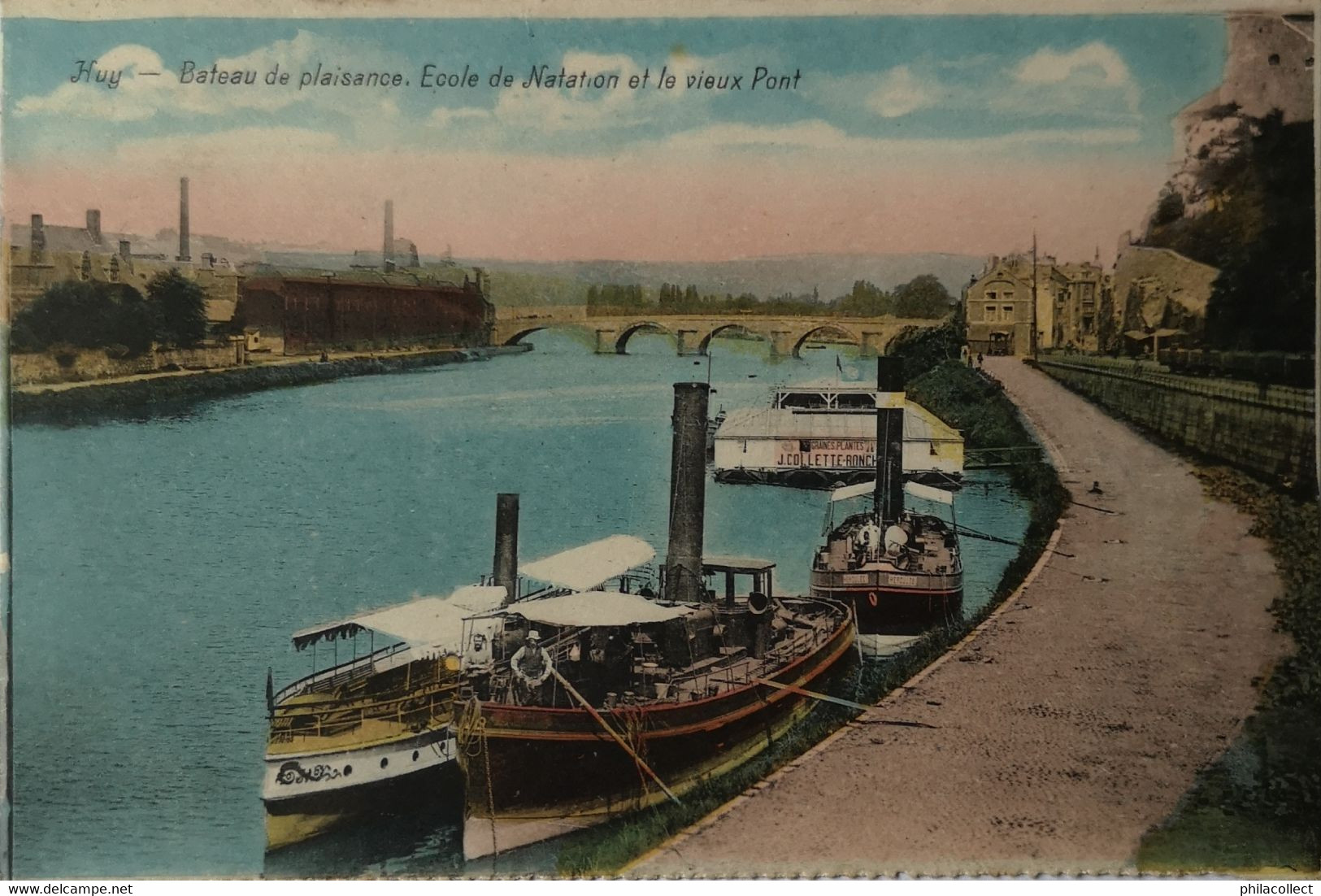 Huy // Bateau De Plaisance. Ecole De Natation Et Le Vieux Pont 19?? - Hoei