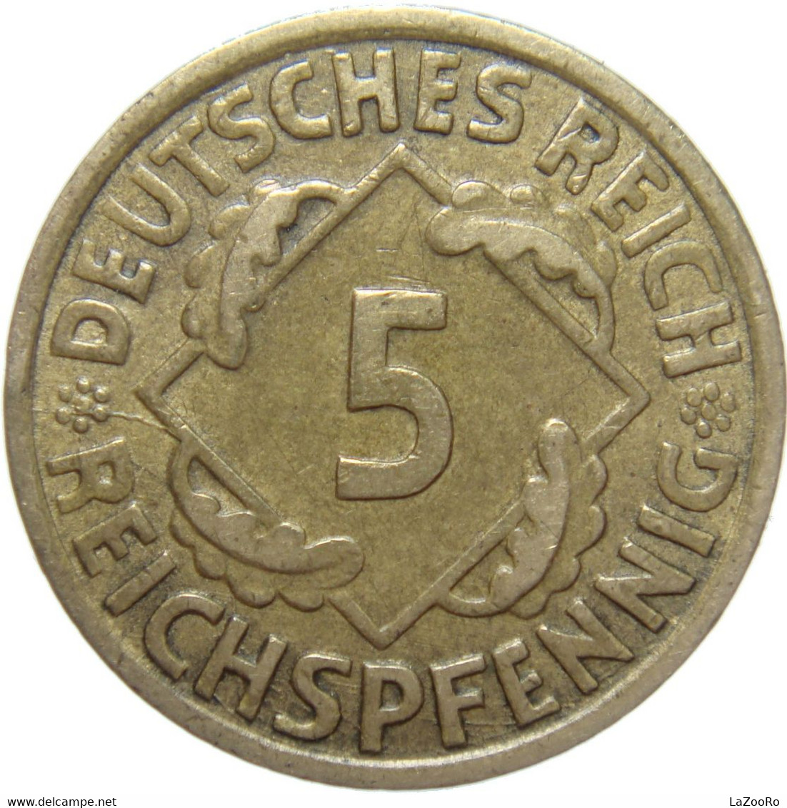 LaZooRo: Germany 5 Pfennig 1925 G XF  Error - 5 Rentenpfennig & 5 Reichspfennig