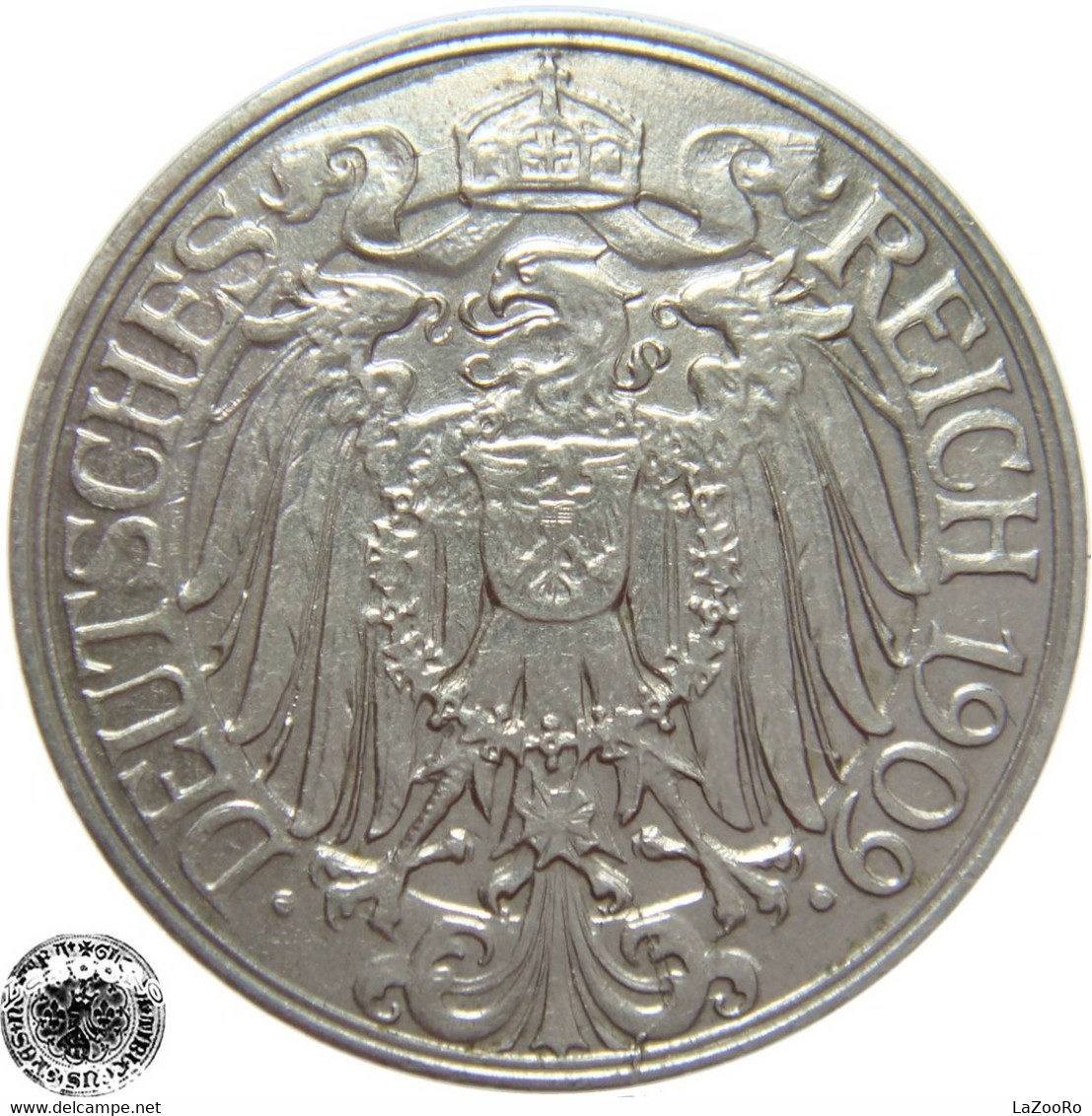 LaZooRo: Germany 25 Pfennig 1909 D XF - 25 Pfennig