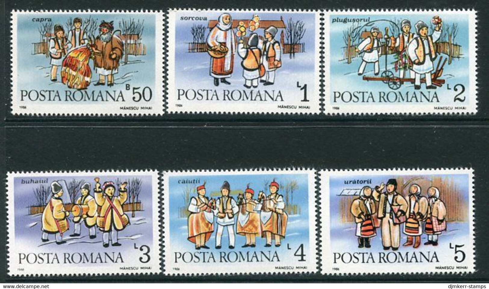 ROMANIA 1986 New Year Customs MNH / ** .  Michel 4312-17 - Unused Stamps