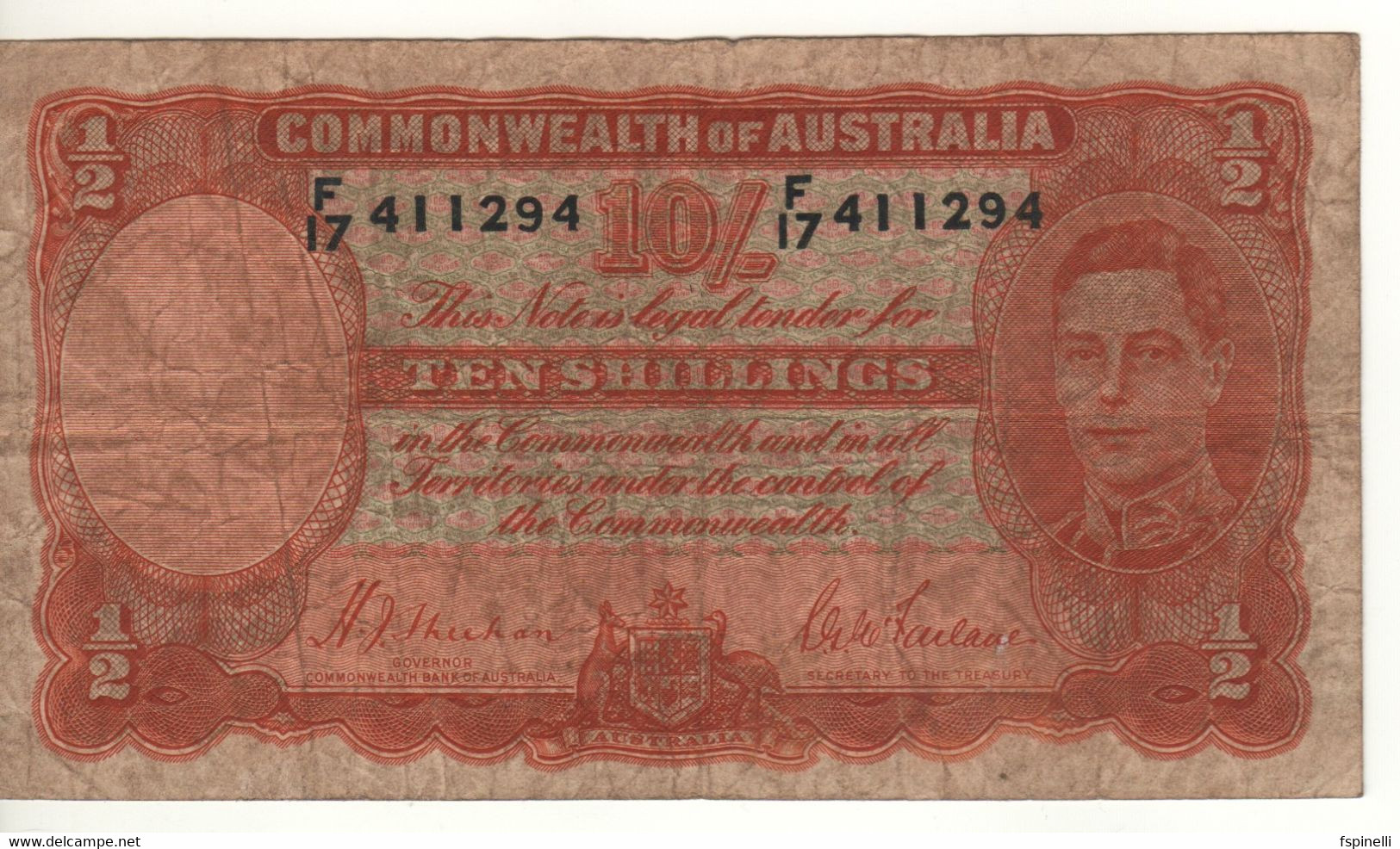 AUSTRALIA  10 Shillings  P25a    King George VI   ( ND 1939   Sign. Sheehan & McFarlane ) - 1938-52