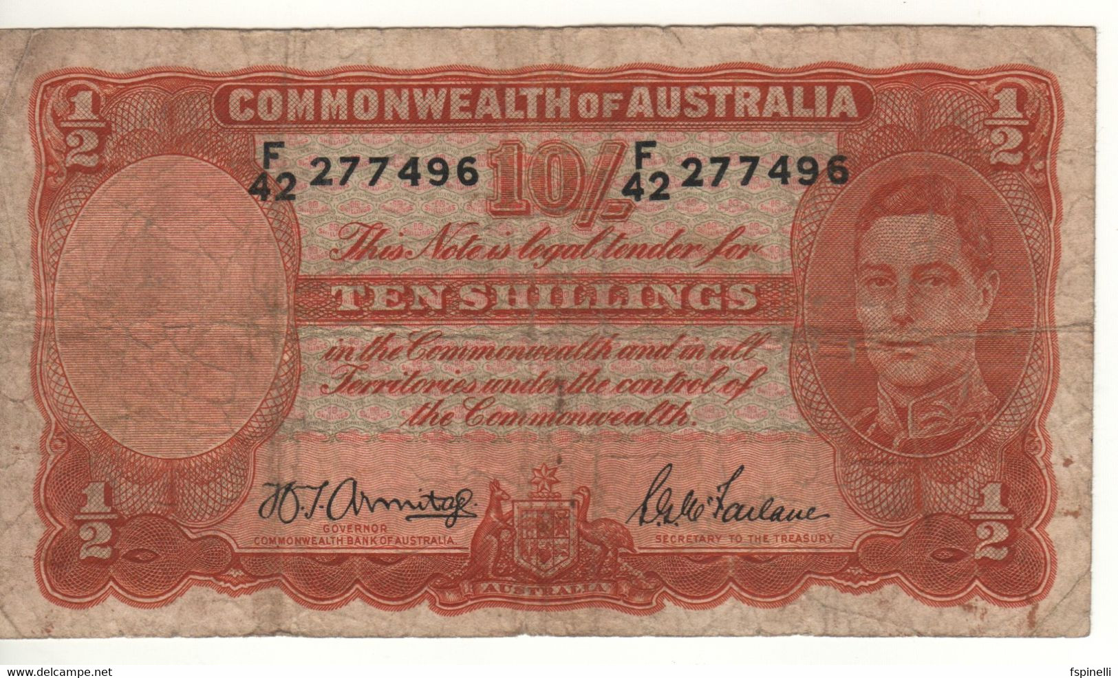 AUSTRALIA  10 Shillings  P25b    King George VI   ( ND 1939-52   Sign. Armitage & McFarlane ) - 1938-52