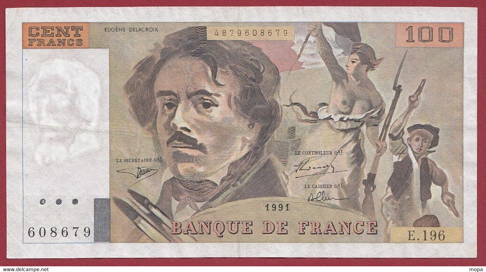 100 Francs "Delacroix" 1991----ALPH. E.196-- DANS L 'ETAT - 100 F 1978-1995 ''Delacroix''