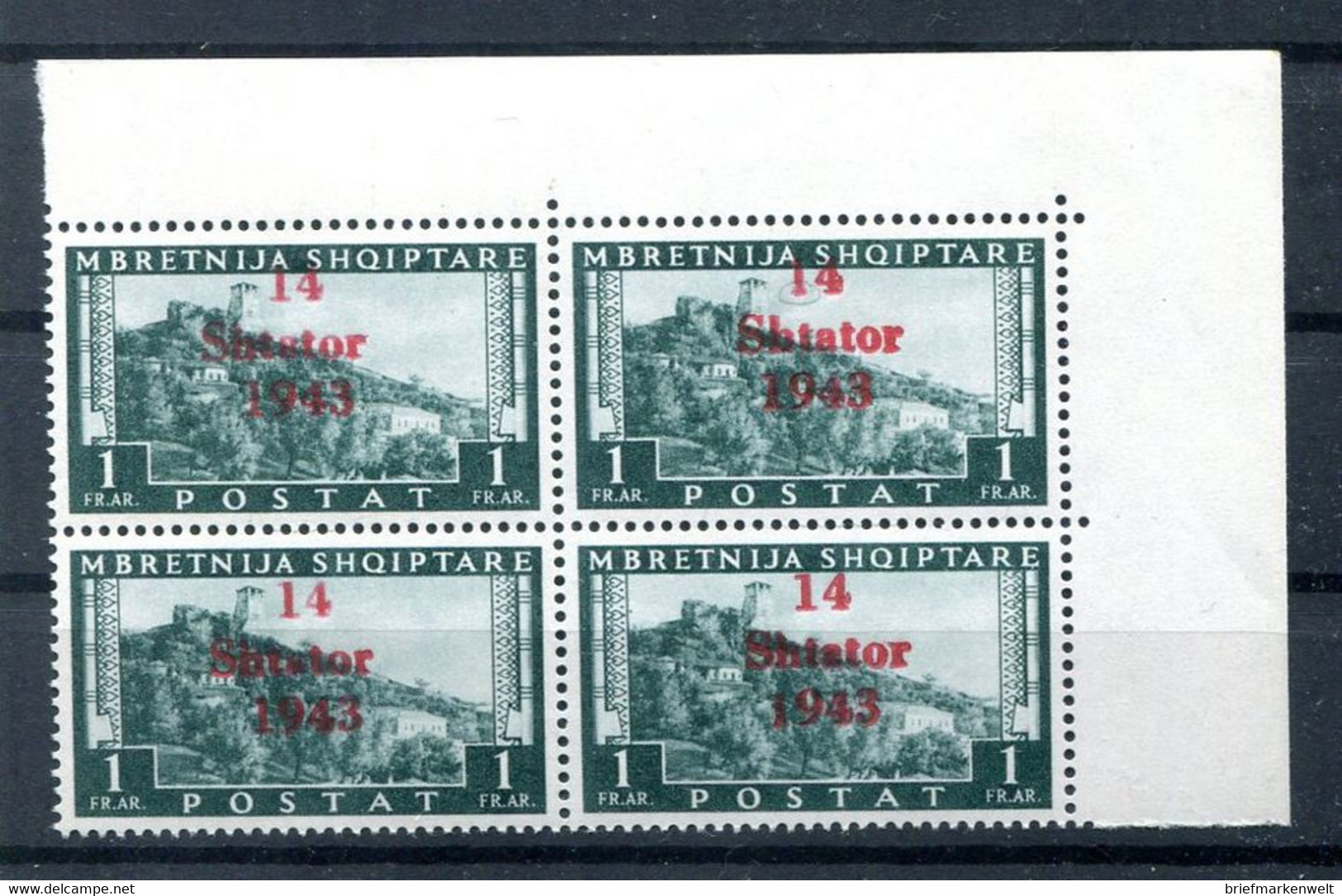 Albanien 11 ECKRAND-VIERERBLOCK LUXUS ** POSTFRISCH 140EUR (H8726 - Ocu. Alemana: Albania