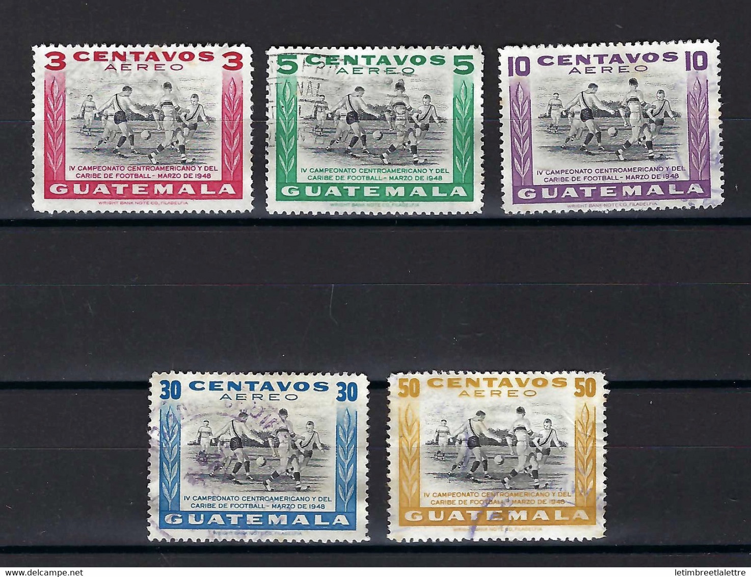 ⭐ Guatemala - Poste Aérienne - YT N° 160 à 164 - Oblitéré - 1948 ⭐ - Guatemala