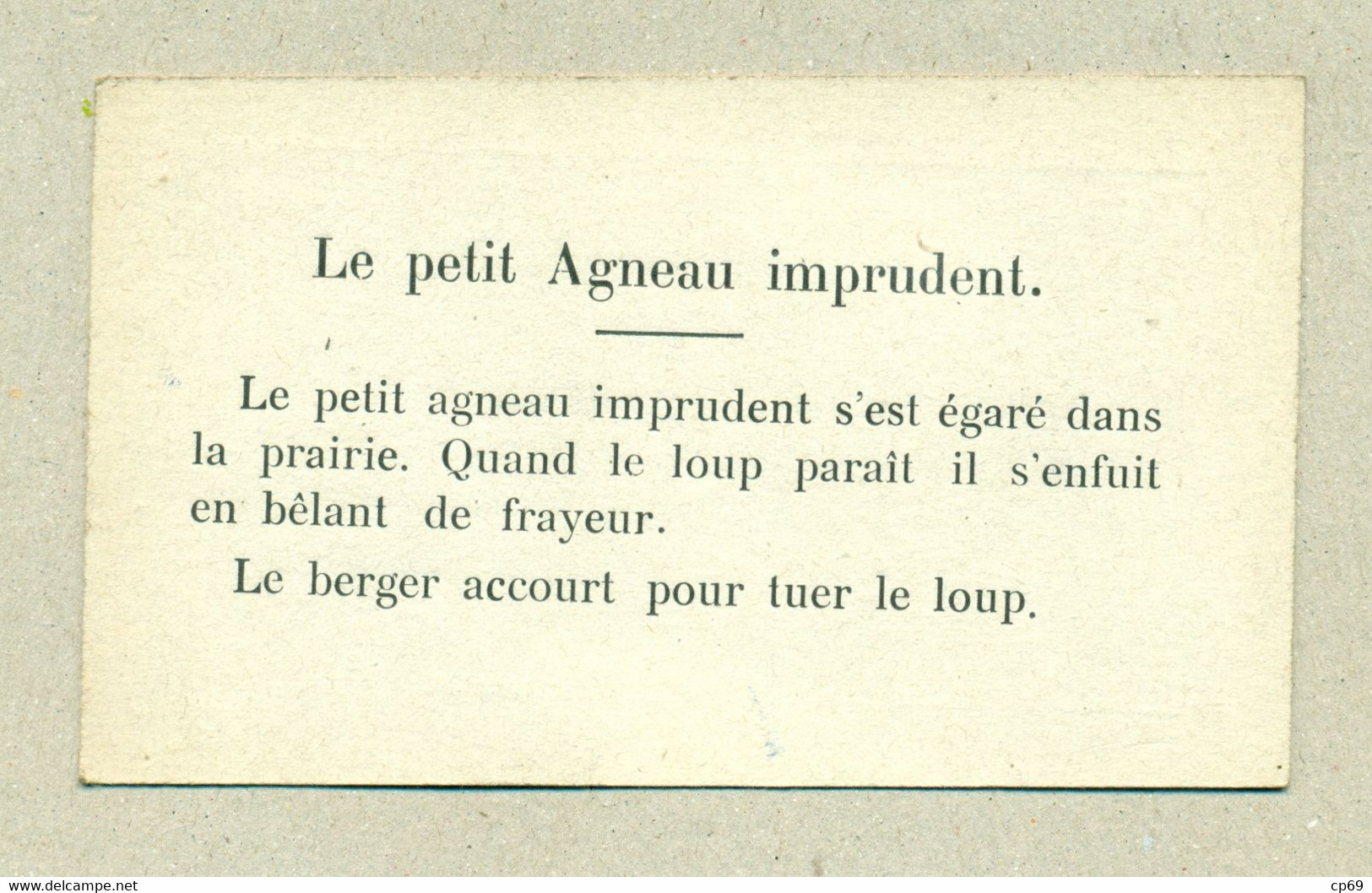 Image Le Petit Agneau Imprudent Texte Au Dos Lamb Berger Herdsman Loup Wolf En TB.Etat - Sonstige & Ohne Zuordnung