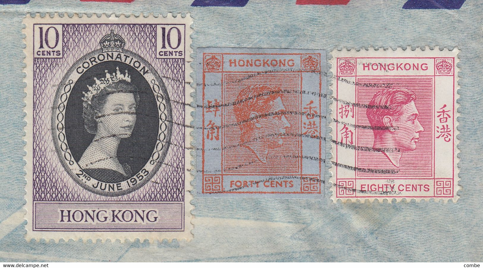 COVER HONGKONG. 8 8 53. BY AIRMAIL. INPERFORED + PERFORED. LAI WO. HONG KONG TO LYON FRANCE     /    2 - Cartas & Documentos
