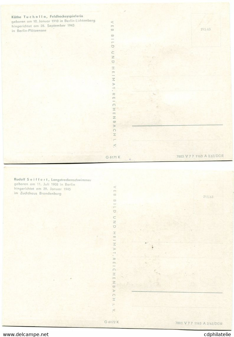 ALLEMAGNE ORIENTALE CARTES MAXIMUM DES N°686/690 SPORTIFS ANTIFASCISTES AVEC OBLITERATION BERLIN 24-9-63 - Maximumkaarten