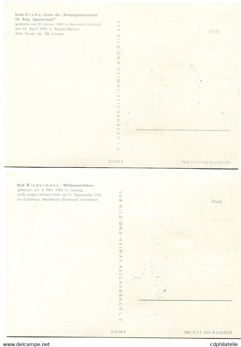 ALLEMAGNE ORIENTALE CARTES MAXIMUM DES N°686/690 SPORTIFS ANTIFASCISTES AVEC OBLITERATION BERLIN 24-9-63 - Cartoline Maximum