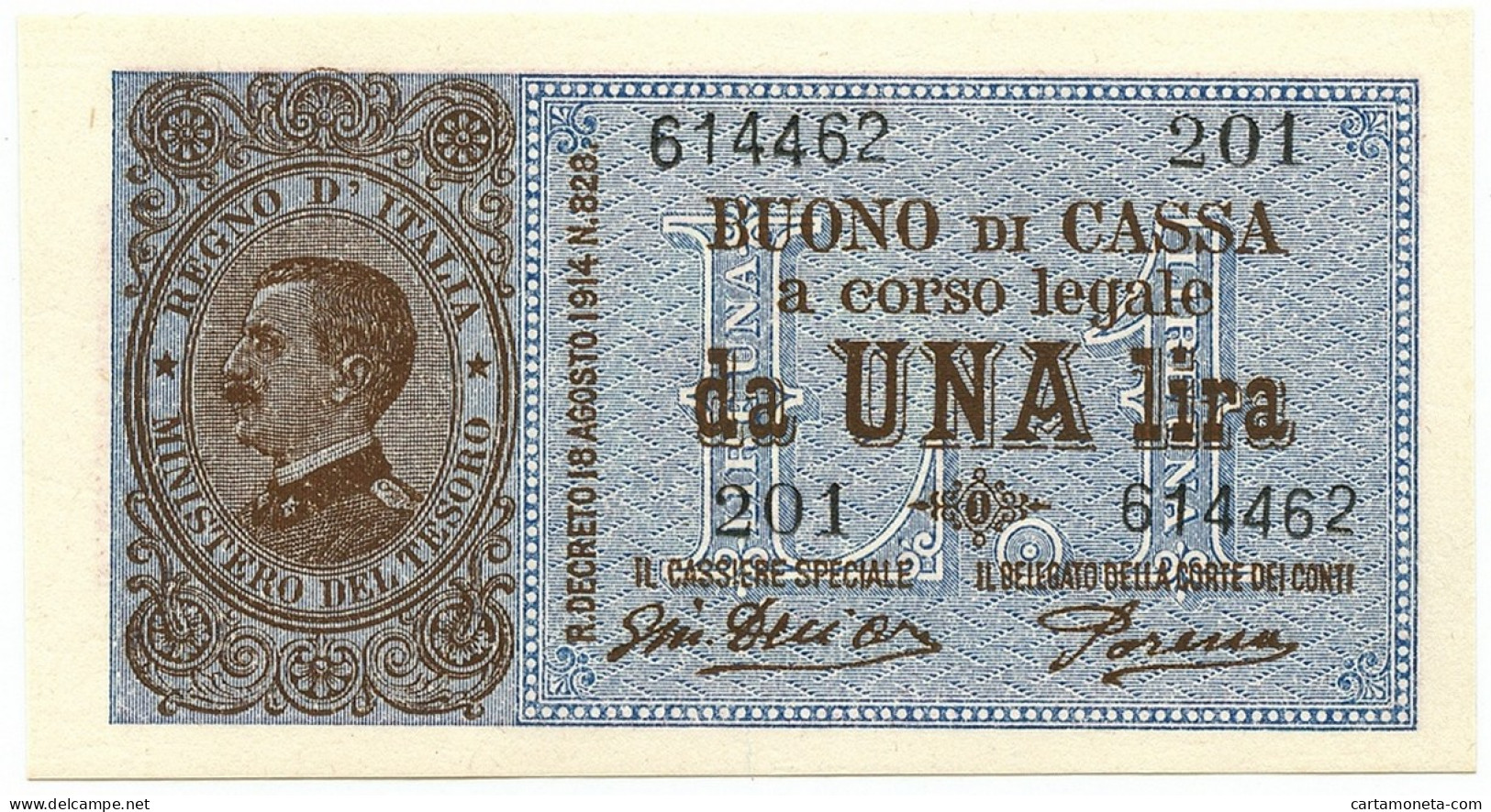 1 LIRA BUONO DI CASSA VITTORIO EMANUELE III PORENA LUGLIO 1921 FDS - Regno D'Italia – Autres