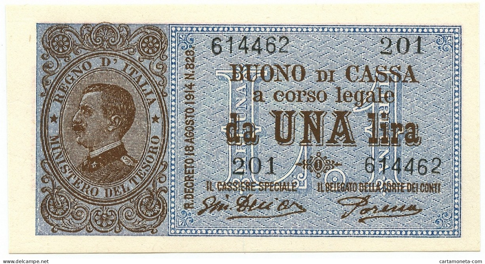 1 LIRA BUONO DI CASSA VITTORIO EMANUELE III PORENA LUGLIO 1921 FDS - Andere