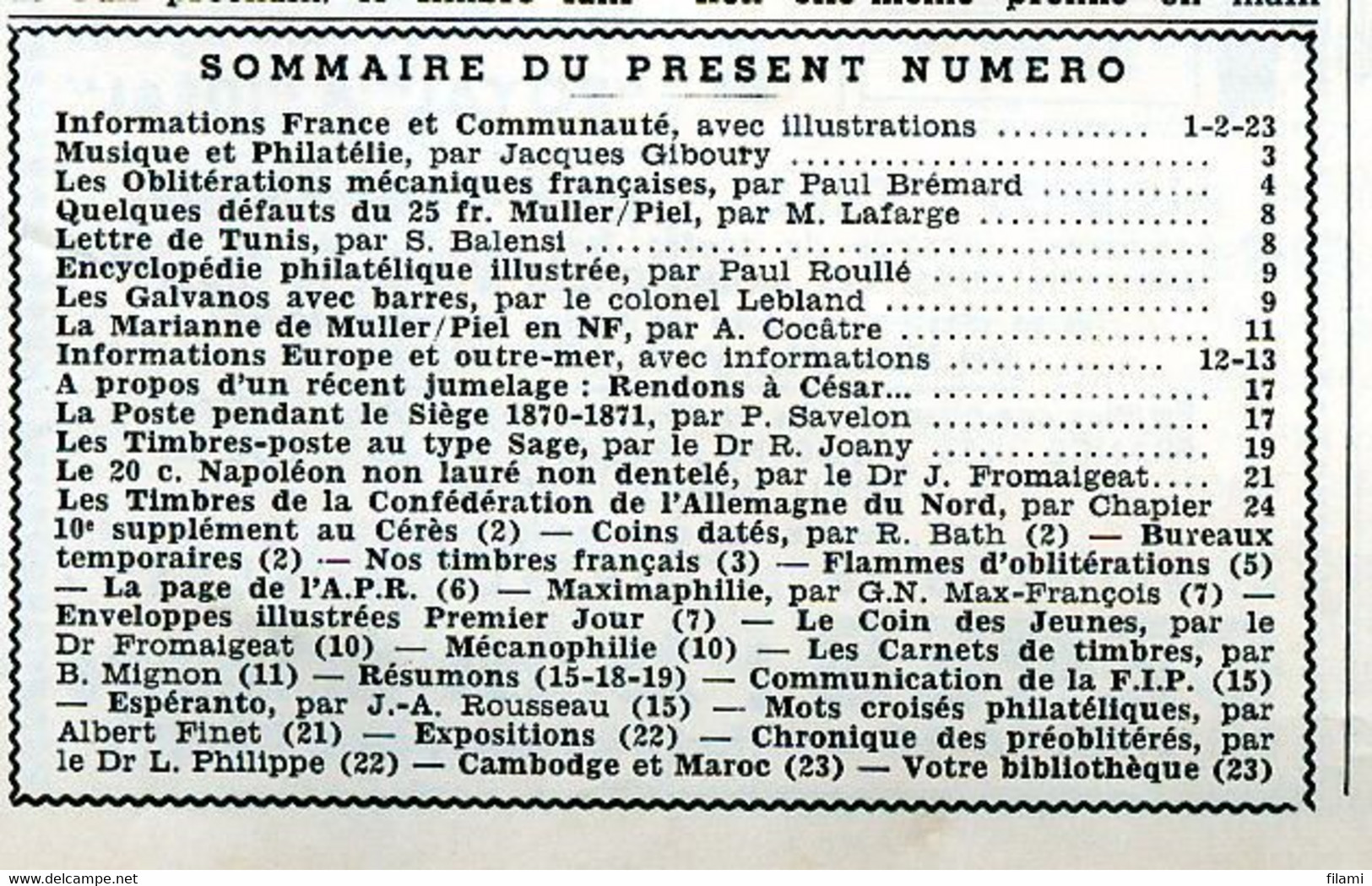 Le Monde Des Philatelistes Juillet 1960,25F Muller,les Galvanos Avec Barres,type Sage,Napoleon 20c - Frans (vanaf 1941)