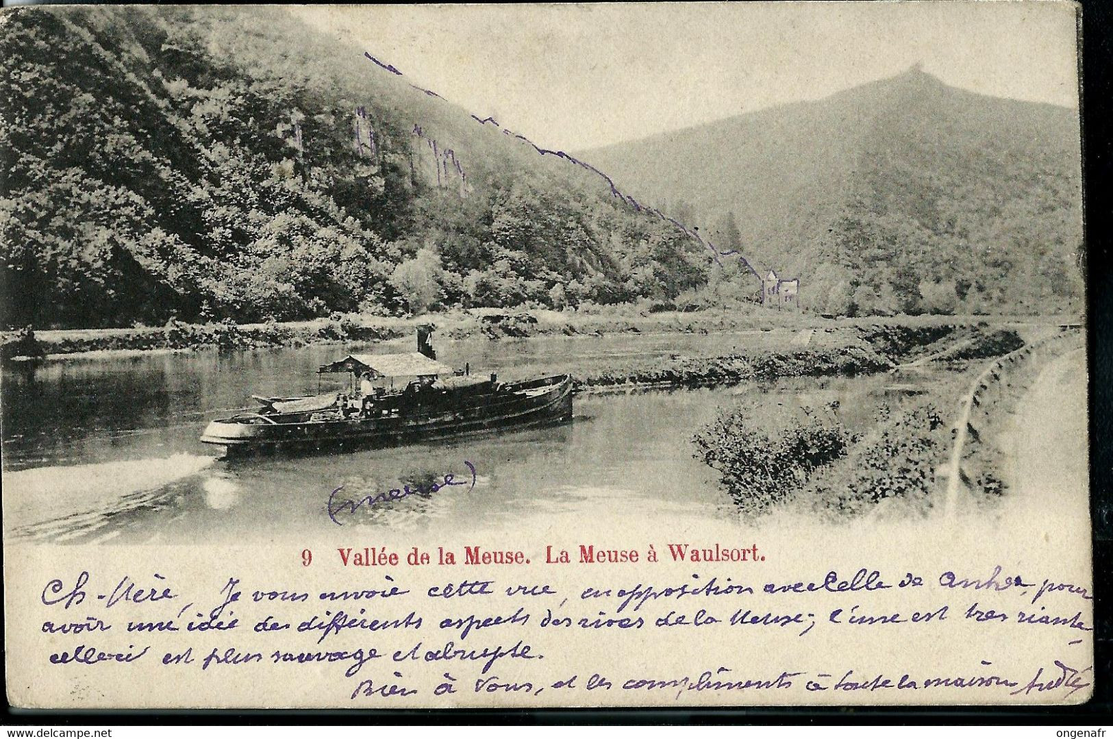 Carte-vue De La Meuse à Waulsort   --- Obl. YVOIR 18/08/1902 - Landpost (Ruralpost)