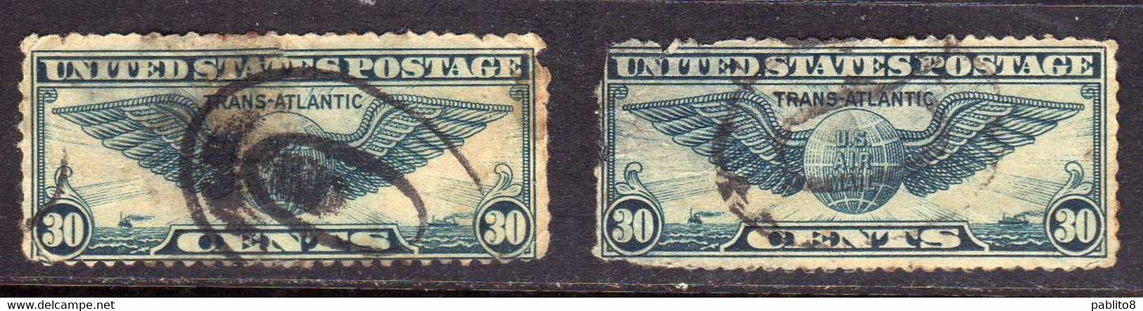 USA STATI UNITI 1939 AIR MAIL WINGED GLOBE GLOBO ALATO POSTA AEREA CENT 30c X2 USED USATO OBLITERE' - 1a. 1918-1940 Used