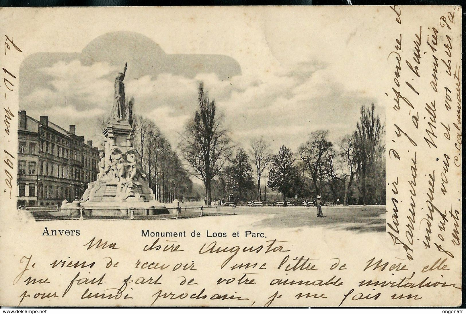 Carte-vue D' Anvers ( Le Monument LOOS Et Parc) ---obl.  ANVERS (STATION  10/011/1900 Pour LOUVAIN - Poste Rurale