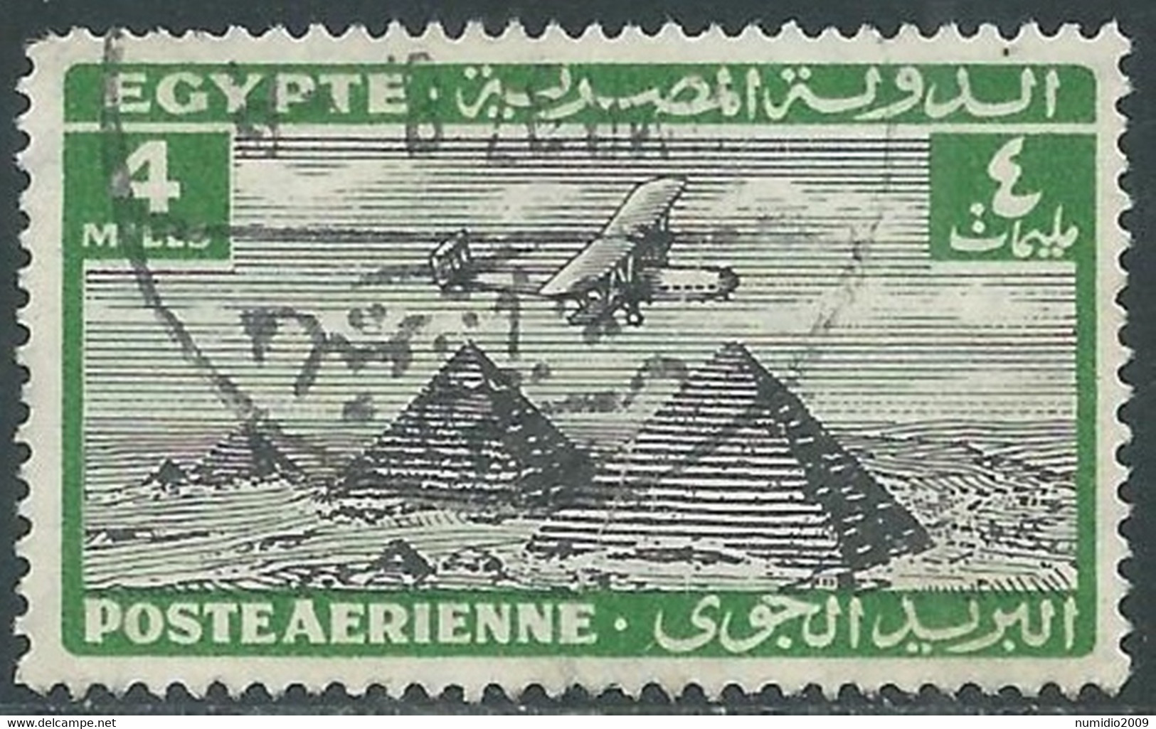 1933-38 EGITTO POSTA AEREA USATO PIRAMIDE GIZA 4 M - RD6-9 - Posta Aerea