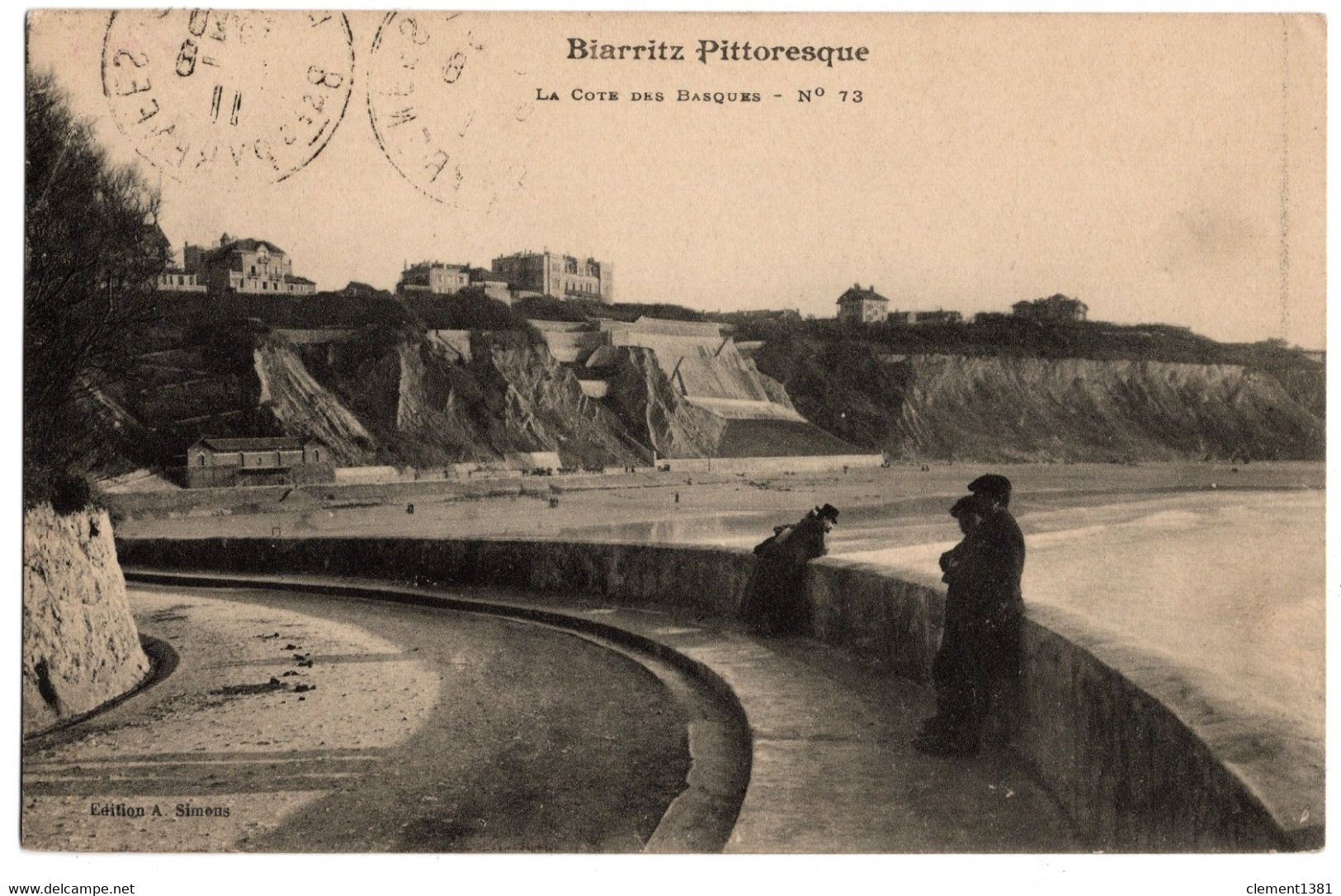 Cpa Biarritz Pittoresque La Cote Des Basques Circulee En 1911 - Biarritz