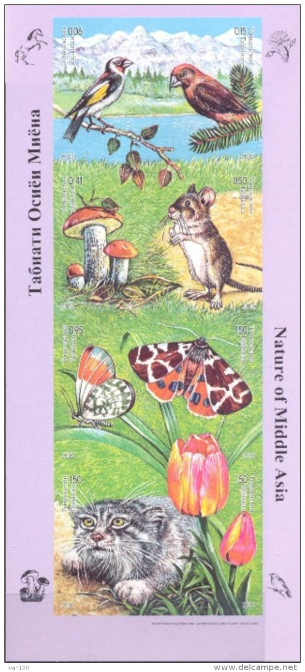 2002. Tajikistan, Flora & Fauna Of Middle Asia, Sheetlet IMPERFORATED,  Mint/** - Tayikistán