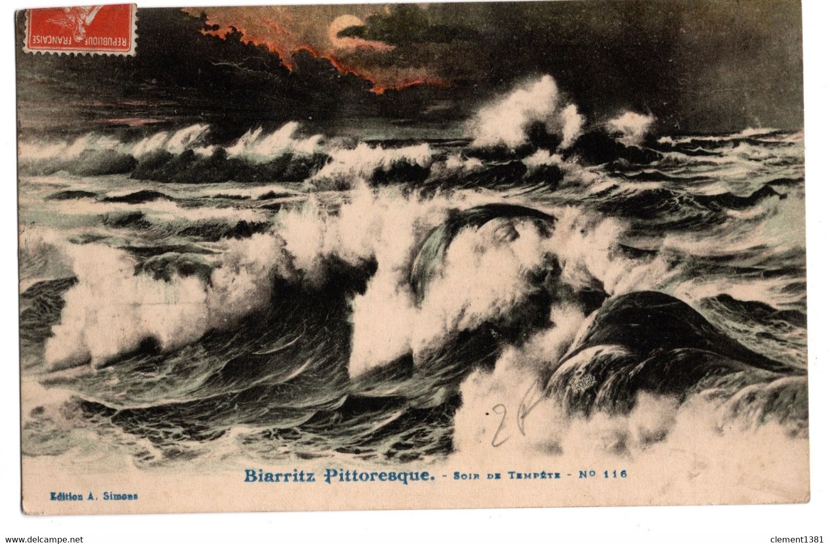 Cpa Biarritz Pittoresque Soir De Tempete Circulee En 1911 - Biarritz