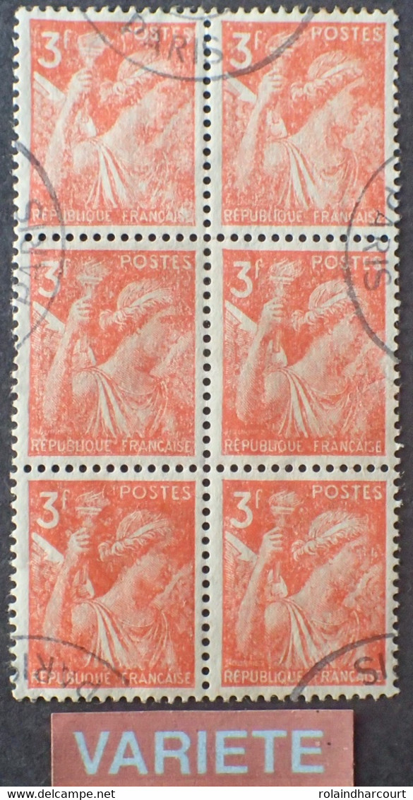 R1098/1 - 1944 - TYPE IRIS - N°655 BLOC ☉ - VARIETE ➤➤➤ Teinte Dégradée De Bas En Haut - Used Stamps