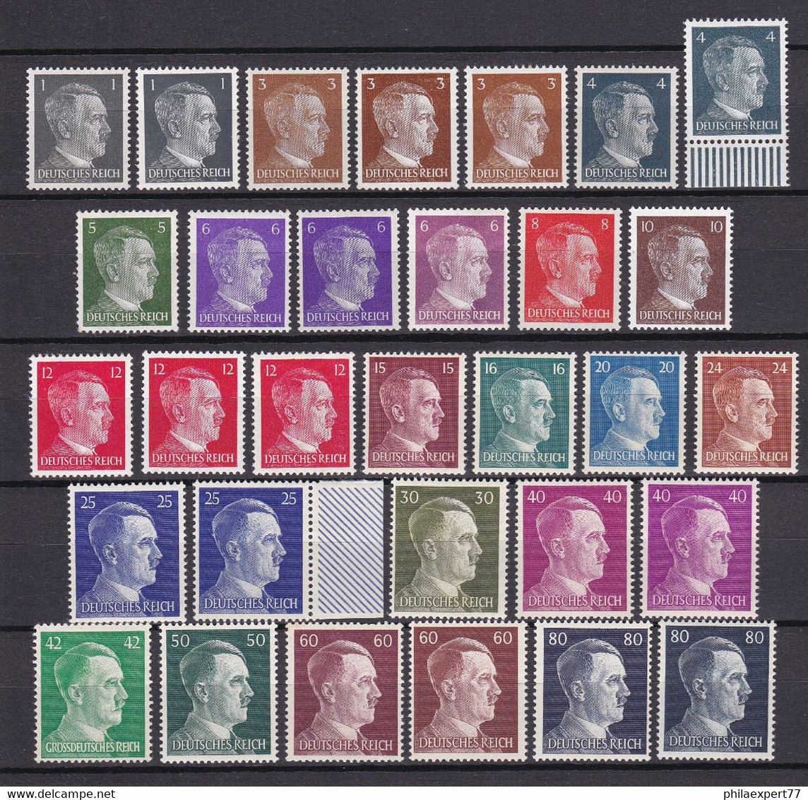 Deutsches Reich - 1941/44 - Michel Nr. 781/786 + 789/798 + 826/827 - Postfrisch/Ungebr. - Ungebraucht