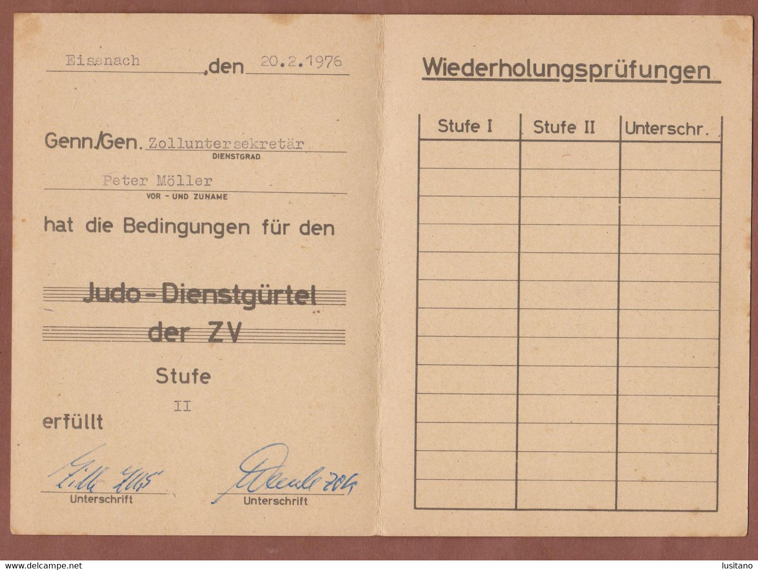 JUDO Martial Arts DDR  Deutsche Demokratische Republik Germany 1976 Qualifikationsnachweis Double Card - Martial