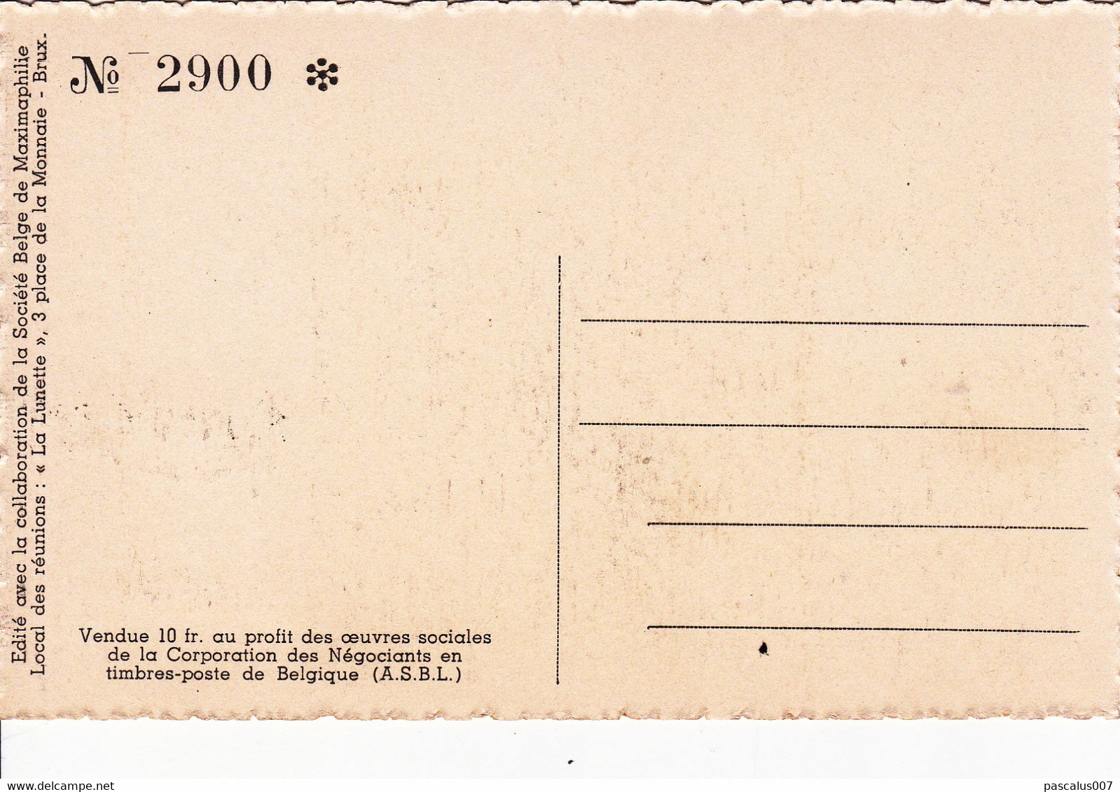 B01-189 - Carte Maximum Cob 807 - Roi Léopold Ier N°2900 -1-7-1949 Bruxelles Brussel 3.99€ - 1934-1951
