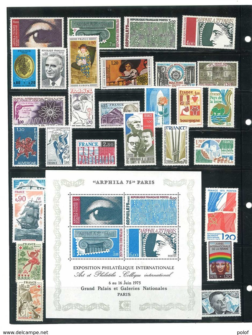 Année Complète 1975 - 33 Timbres Neufs Sans Charnières Ni Traces - Yvert N° 1830 à 1862 - 1970-1979