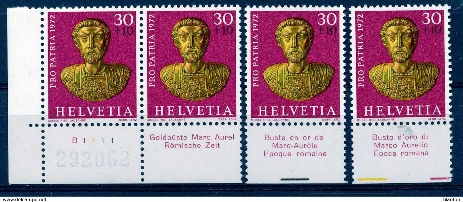 HELVETIA - Mi. 973 - Pro Patria - MNH** - Bogenrand/Bord De Feuille/Tab - (ref. TAB-32) - Nuovi