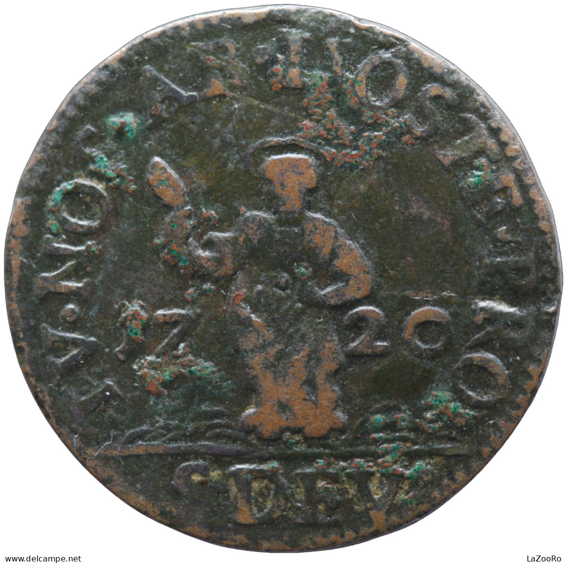 LaZooRo: Monaco 8 Deniers 1720 VF / XF Very Rare - 1505-1795 Van Lucien Ier Tot Honoré III