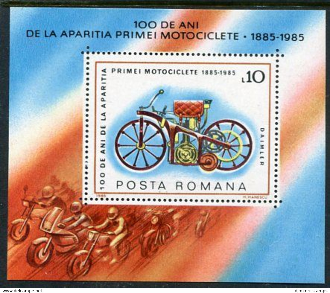 ROMANIA 1985 Vintage Motor Cycle Block MNH / **   .  Michel Block 217 - Unused Stamps