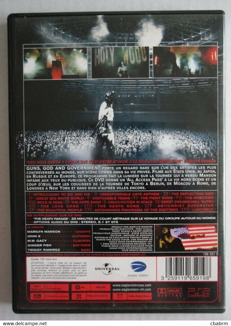 DVD MARILYN MANSON WORLD TOUR - DVD Musicaux