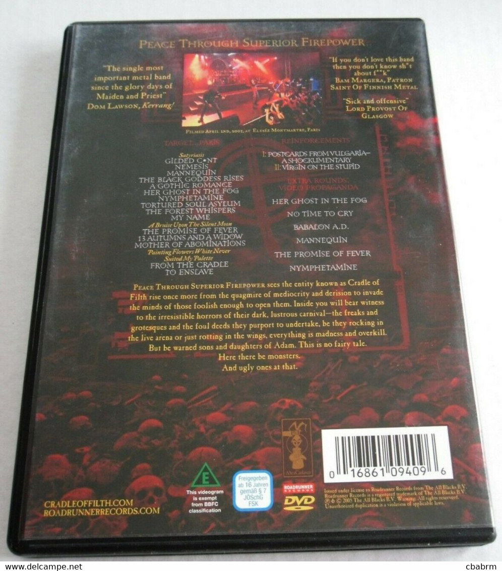 DVD Cradle Of Filth ‎– Peace Through Superior Firepower - DVD Musicaux