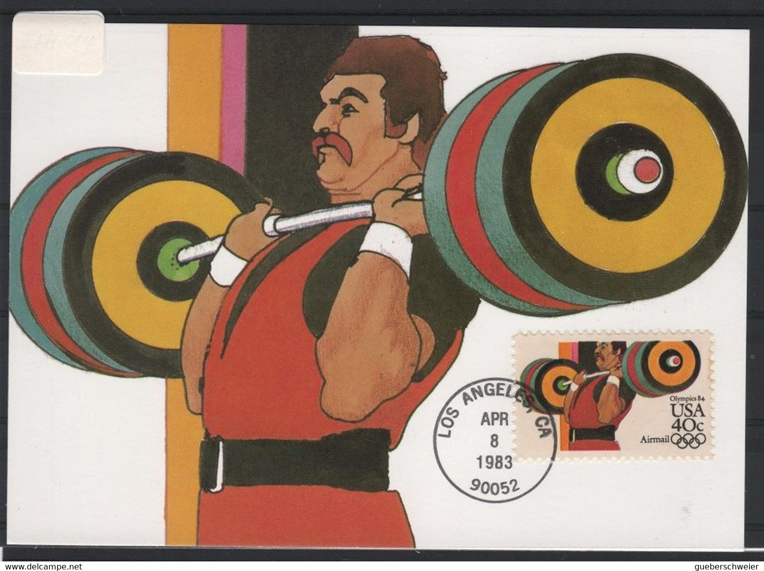 JO84/E15 - ETATS-UNIS Carte Maximum Jeox Olympiques 1984 Haltères - Maximum Cards