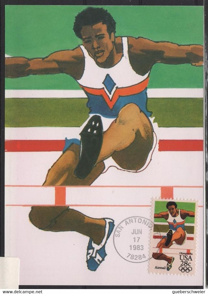 JO84/E20 - ETATS-UNIS Carte Maximum Jeux Olympiques 1984 Course De Haies - Maximum Cards