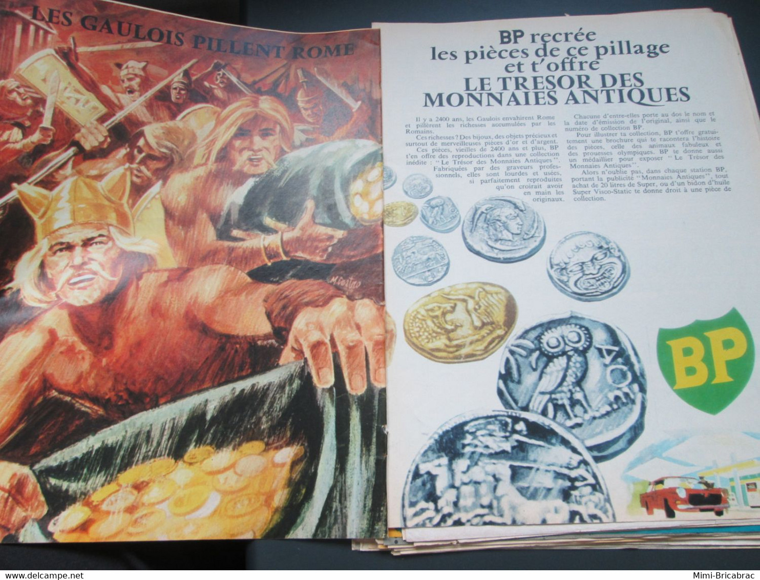 SPI920 DOUBLE Page De Publicité (plastifiable Sur Demande) BP TRESORS MONNAIES ANTIQUES Issu De SPIROU  ANNEES 70/80 - Other & Unclassified