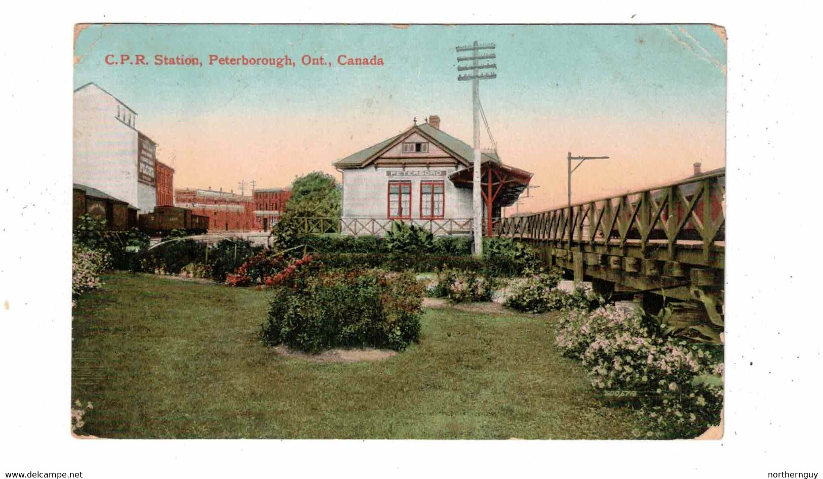 PETERBOROUGH, Ontario, Canada, C. P. R.  Depot / Station, 1911 Postcard, Peterborough County - Peterborough